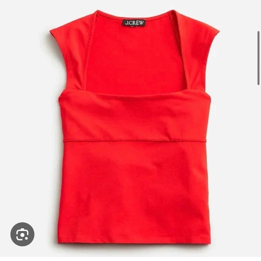 J. Crew Squareneck cap sleeve top in stretch cotton blend